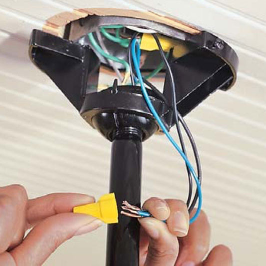 Connecting electrical wires in a ceiling lamp