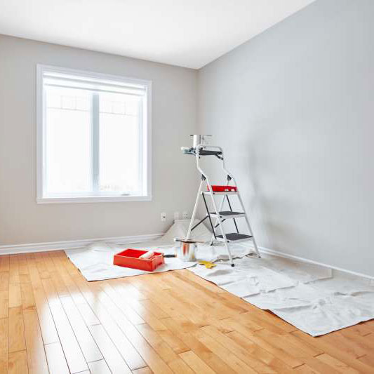 Painting equipment in a room