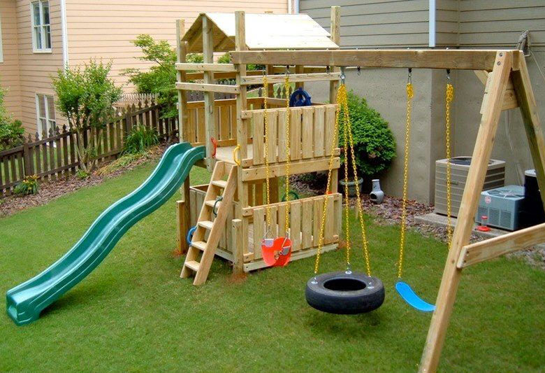 Tire swing and slide